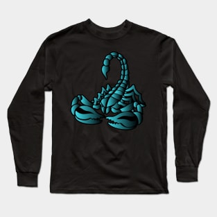 Blue Scorpion, Tribal Art Style Long Sleeve T-Shirt